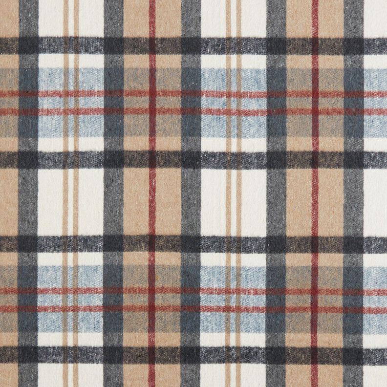 Tissu manteau tartan gratté – bleu clair/beige,  image number 1