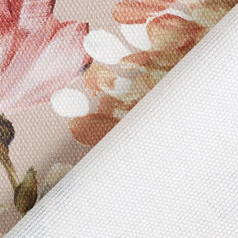 Tissu de décoration semi-panama Floris – beige/rose,  image number 3