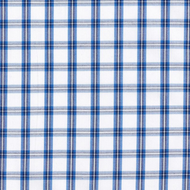 Tissu de coton pour chemise à carreaux – blanc/bleu,  image number 1