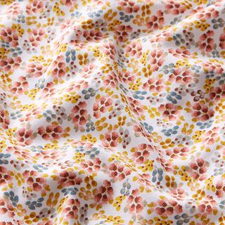 Jersey coton petites fleurs abstraites – blanc/vieux rose, 