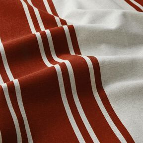 Tissu de décoration Panama Blockstreifen – carmin/gris brume, 