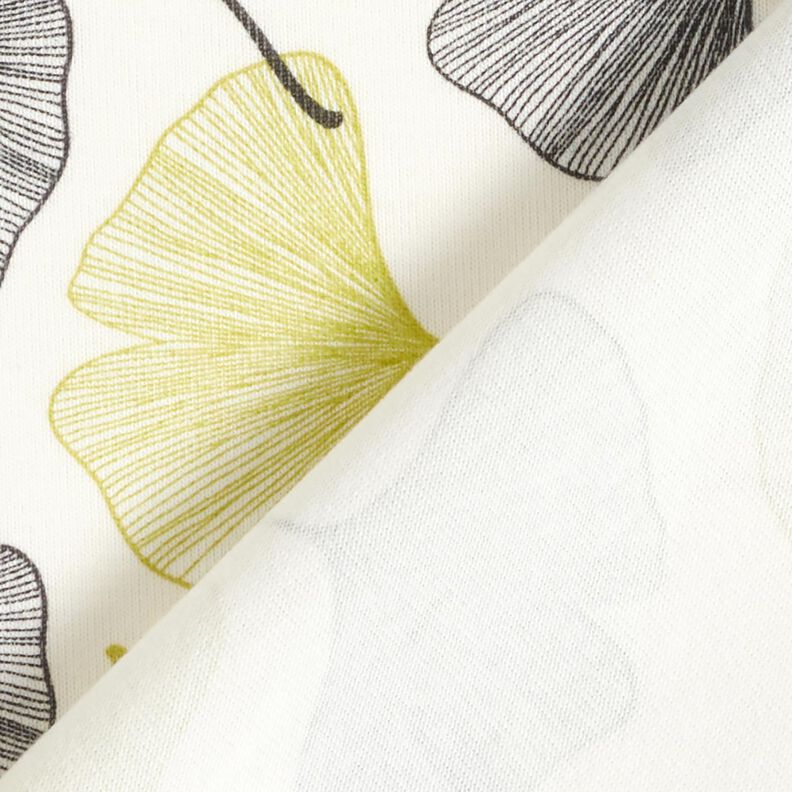 Jersey coton Feuilles de ginkgo &ndash; &eacute;cru/vert tilleul,  image number 4