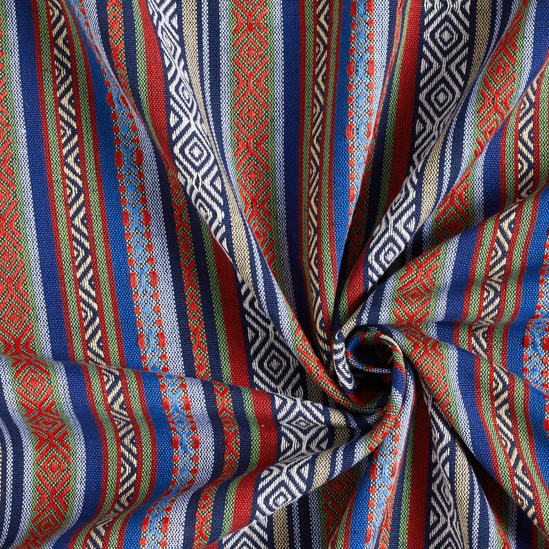 Tissu de décoration Jacquard rayures abstraites – bleu marine/carmin, image number 3