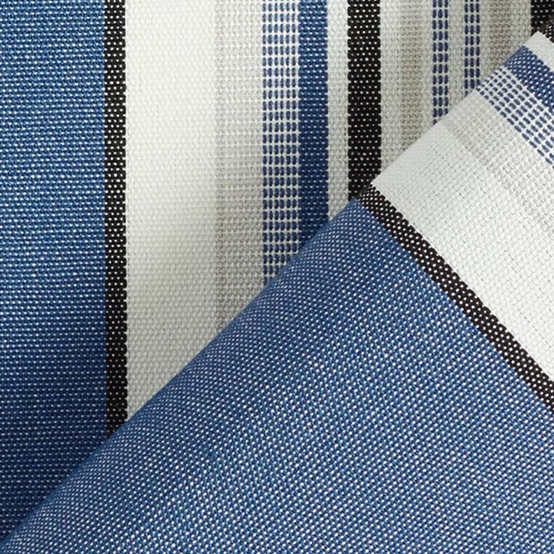 Toile pour store banne Rayures larges et étroites – bleu jean/blanc,  image number 4