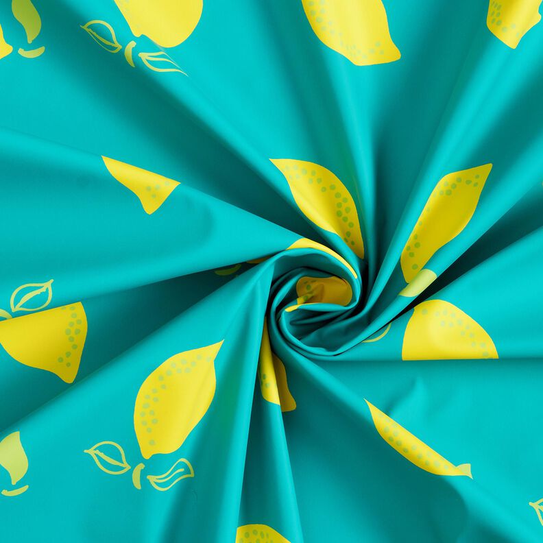 Tissu pour veste de pluie Citrons – menthe poivrée/jaune citron,  image number 4