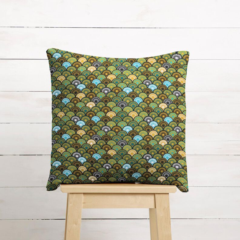 Tissu en coton Cretonne Éventails ronds – pétrole, image number 7