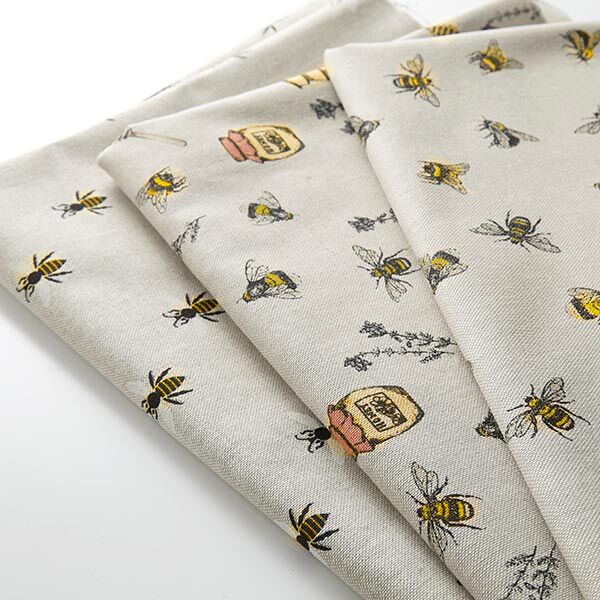 Tissu de décoration Semi-panama Abeilles et miel – nature,  image number 5