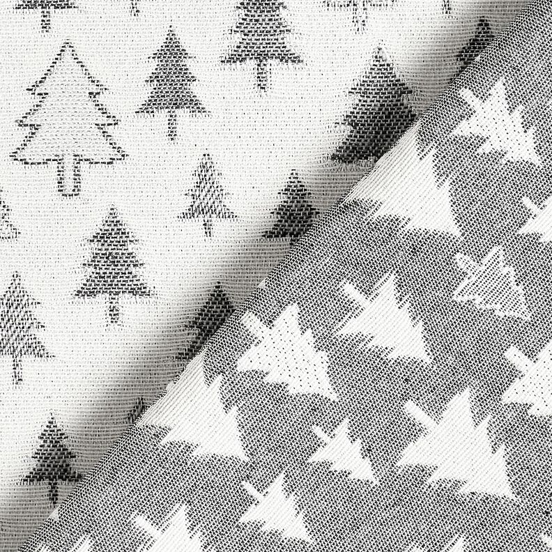 Tissu de décoration Jacquard sapins scintillants – anthracite/argent,  image number 4