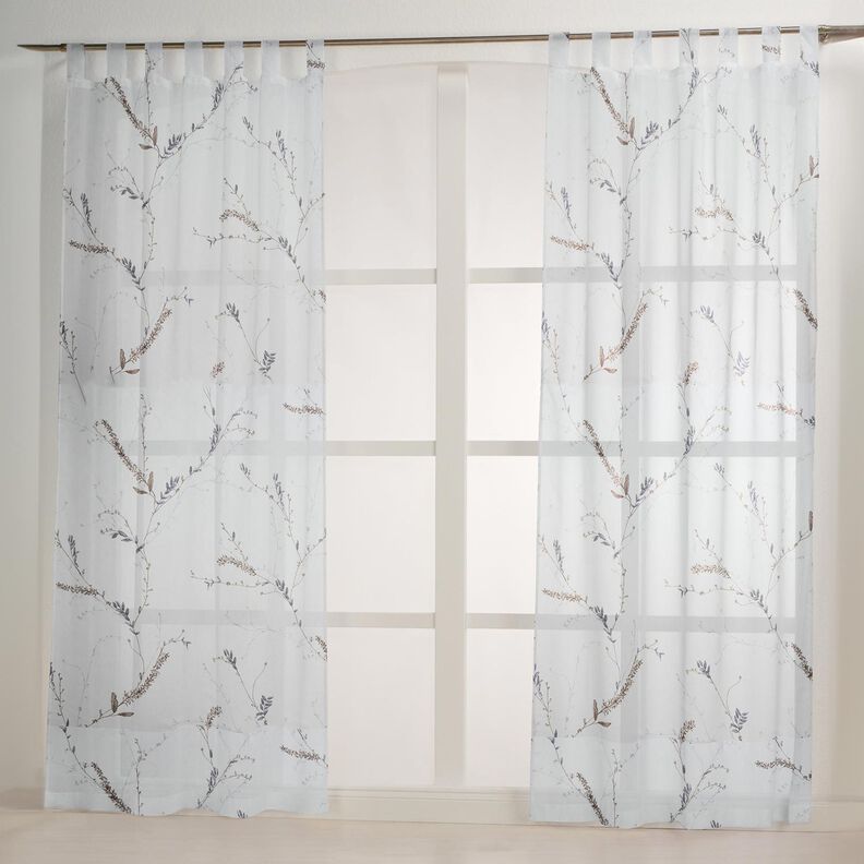 Tissu pour voilages Voile Branches tendres – blanc/argent, image number 7