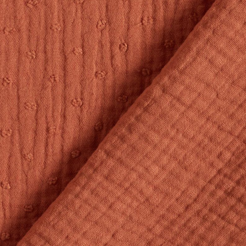 Tissu double gaze de coton dobby – terre cuite,  image number 4