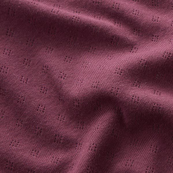 Jersey finement tricoté à motif ajouré – aubergine,  image number 2