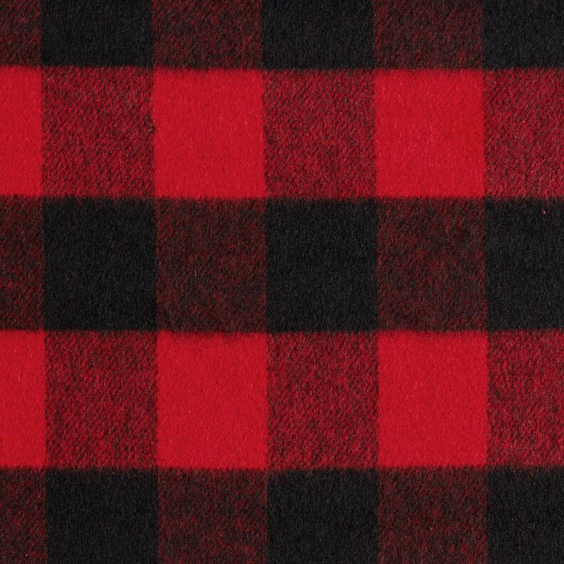 Tissu pour manteau à carreaux tartan – rouge/noir,  image number 1