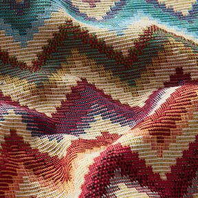 Tissu de décoration Gobelin Chevron – beige clair/carmin, 