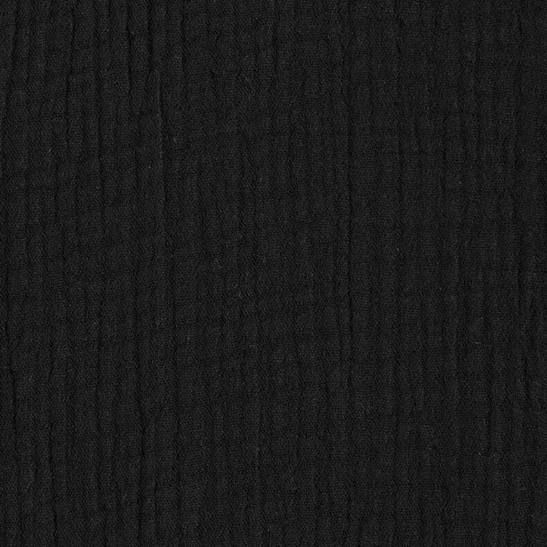 GOTS Tissu triple gaze de coton – noir,  image number 4