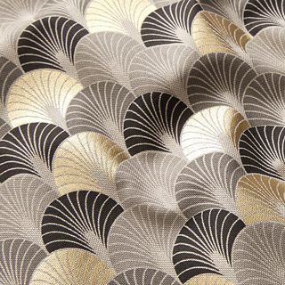 Tissu de décoration Semi-panama arcs impression dorée premium – noir/or, 