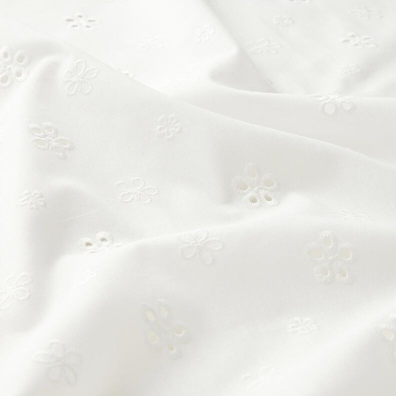 Dentelle brodée Fleurs aux bords festonnés – blanc,  image number 2