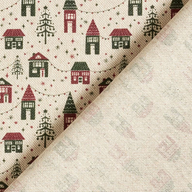 Tissu de décoration Semi-panama Village d’hiver – nature/pin foncé, image number 4