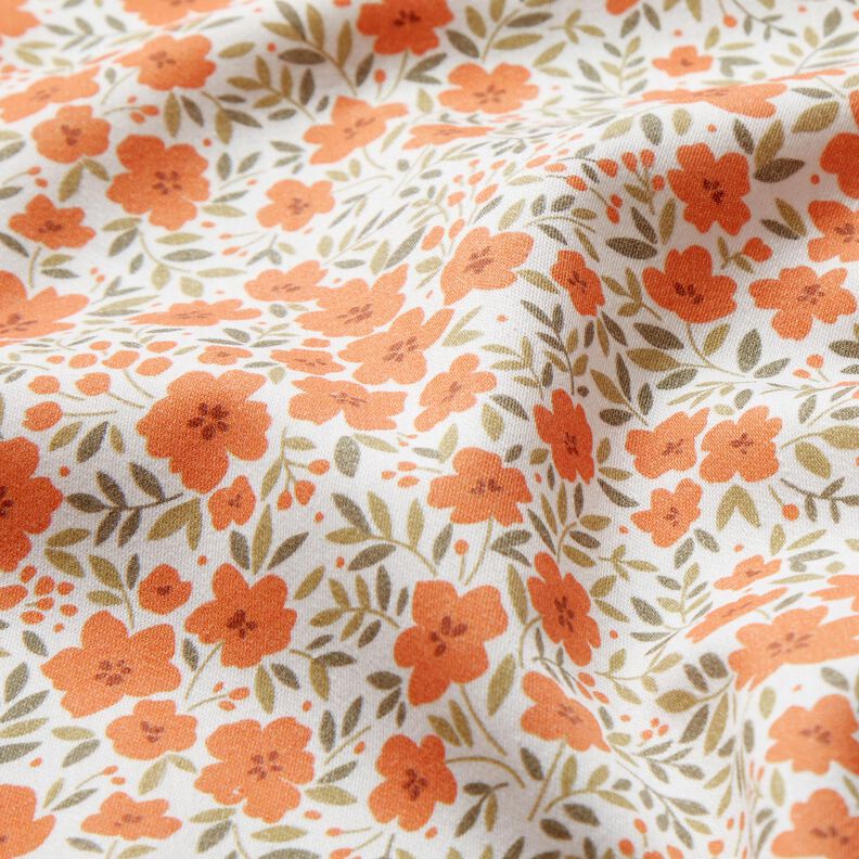 Tissu de décoration Satin de coton Mer de fleurs – orange pêche/blanc,  image number 2