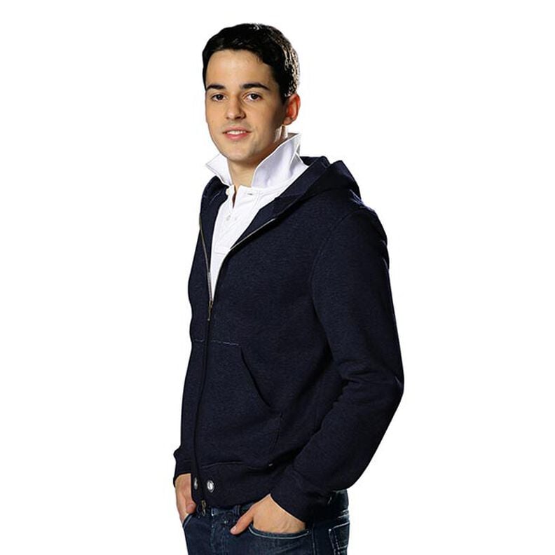 Molleton coton léger uni – bleu nuit,  image number 5