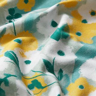 Jersey coton GOTS Oiseaux & Fleurs | Tula – vert pastel, 