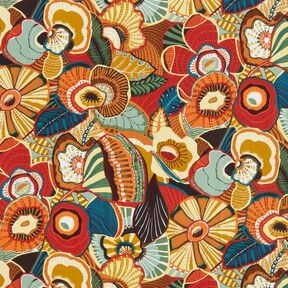 Tissu en coton Cretonne Fleurs folkloriques – carmin/pétrole, 