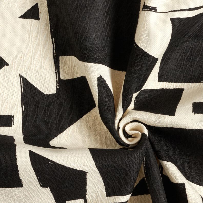 Tissu de décoration Jacquard Texture abstraite – noir/écru,  image number 3