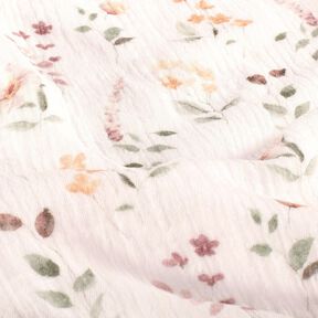 Tissu double gaze de coton prairie sauvage Impression numérique – blanc, 