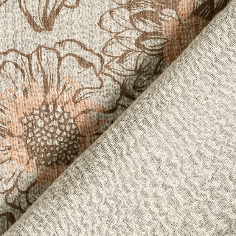 Tissu double gaze de coton Sommerblumen – taupe clair/marron moyen, image number 4