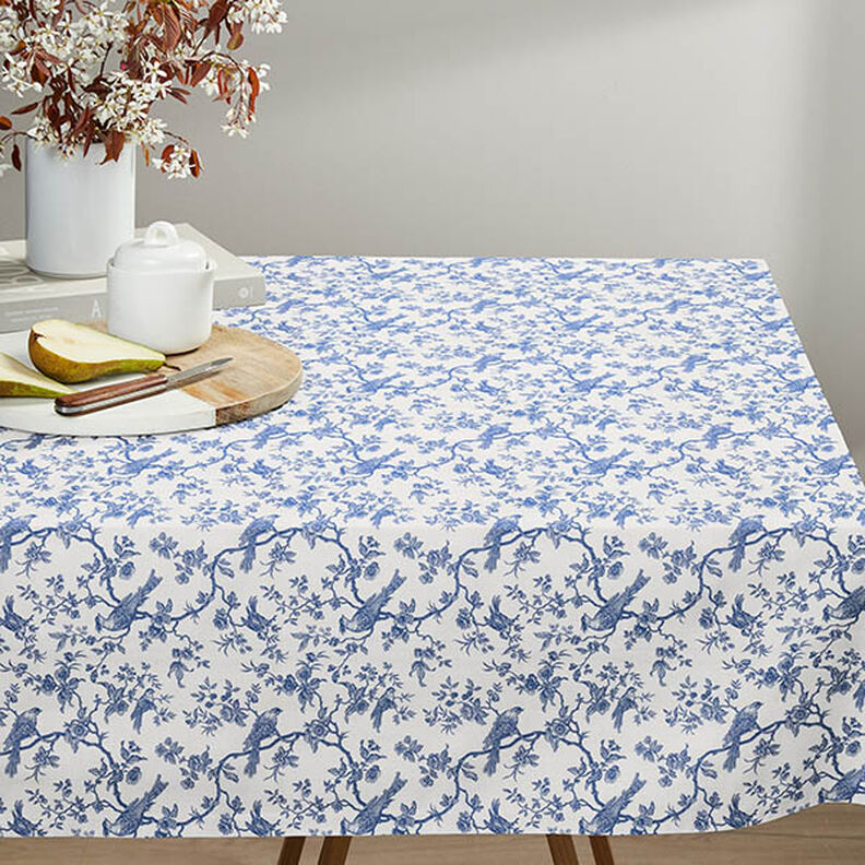 Tissu en coton Cretonne Oiseaux – bleu roi/écru,  image number 6