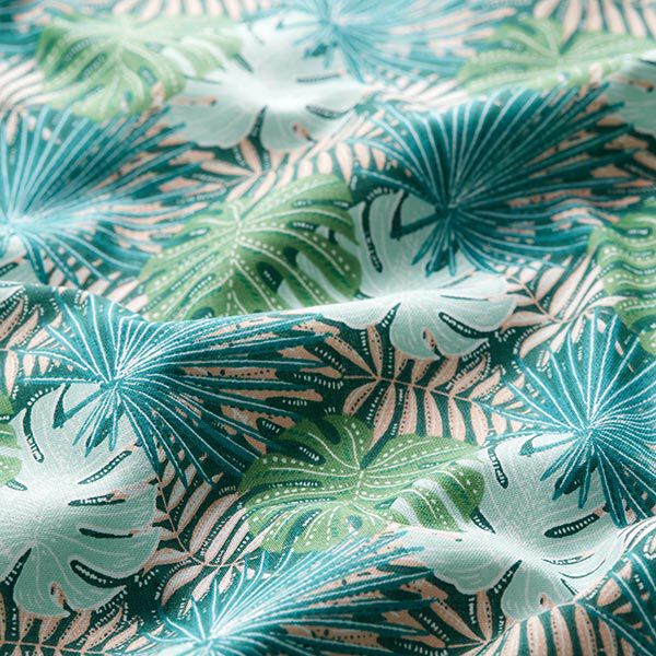 Cretonne de coton feuilles tropicales – vert, image number 2