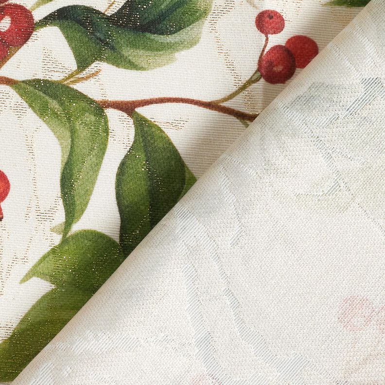Tissu de décoration Jacquard Lurex houx verticillé – nature/or,  image number 4