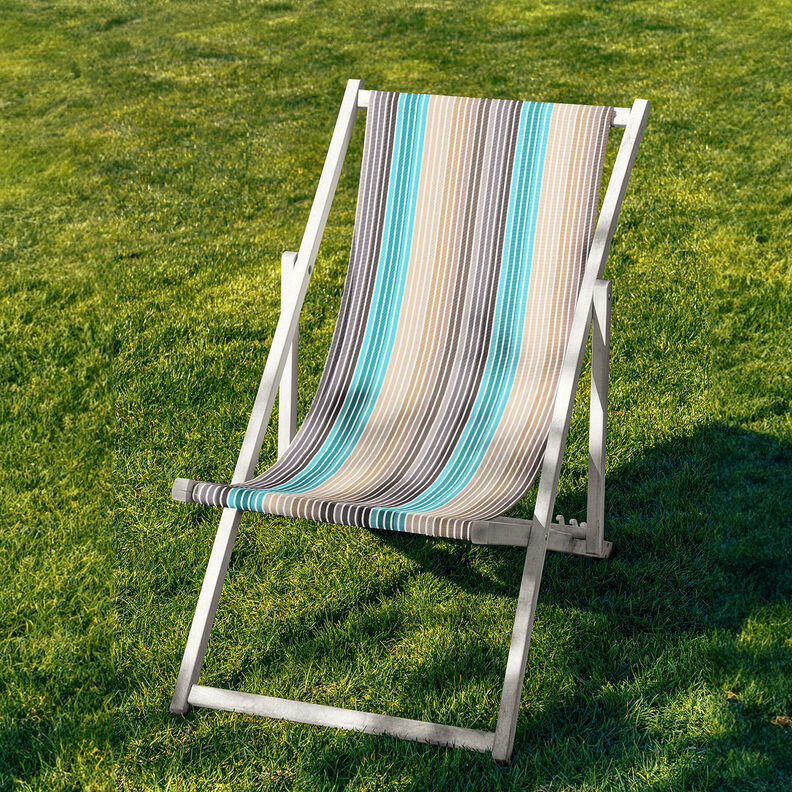 Extérieur Tissu pour chaise longue Rayures verticales 44 cm – noix de cajou/turquoise,  image number 4