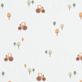 Popeline coton Tracteur dans grand champ – ivoire, 