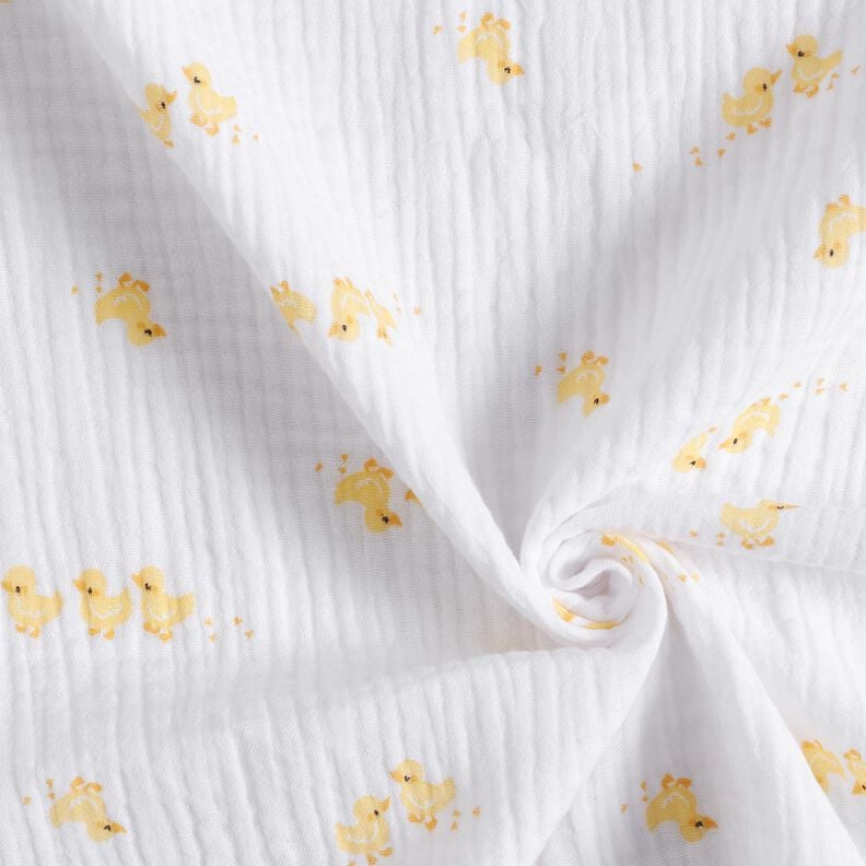 Tissu double gaze de coton Jolis canetons – blanc/or,  image number 3