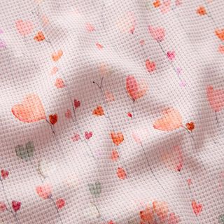 Jersey gaufré Vrilles de cœurs de fleurs Impression numérique  – rosé | Reste 50cm, 