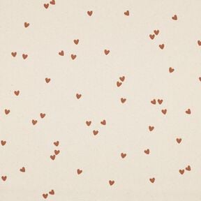 Jersey côtelé Cœurs éparpillés | Poppy Fabrics – beige clair/marron, 
