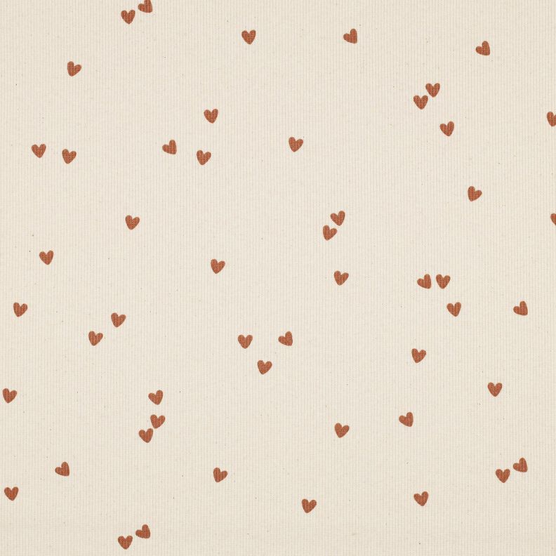 Jersey côtelé Cœurs éparpillés | Poppy Fabrics – beige clair/marron,  image number 1
