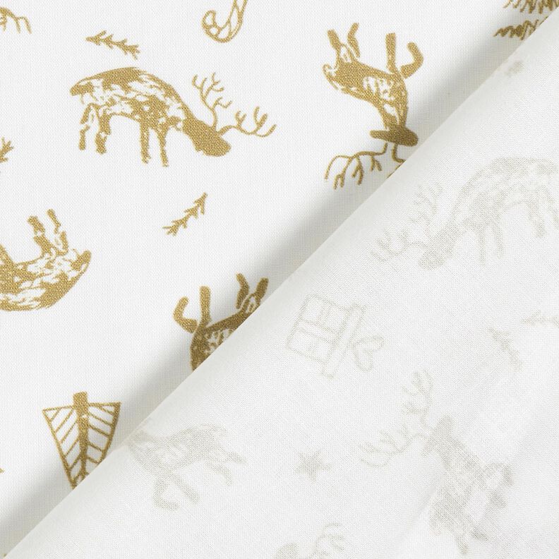 Tissu en coton Cretonne Renne et étoiles – ivoire/or,  image number 4
