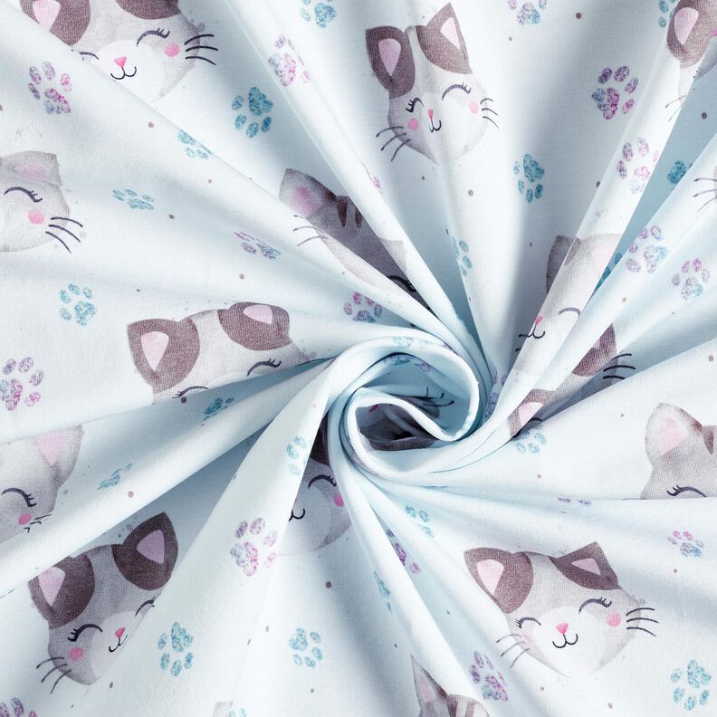 Jersey coton Chats et coussinets mignons | Glitzerpüppi – blanc,  image number 3
