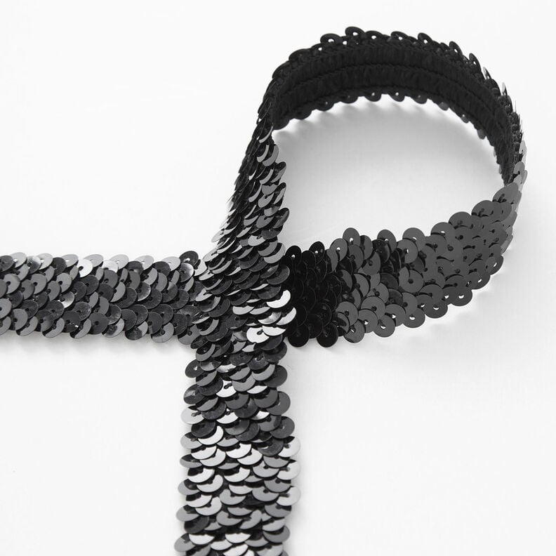 Bordure &eacute;lastique paillett&eacute;e [30mm] &ndash; noir,  image number 1