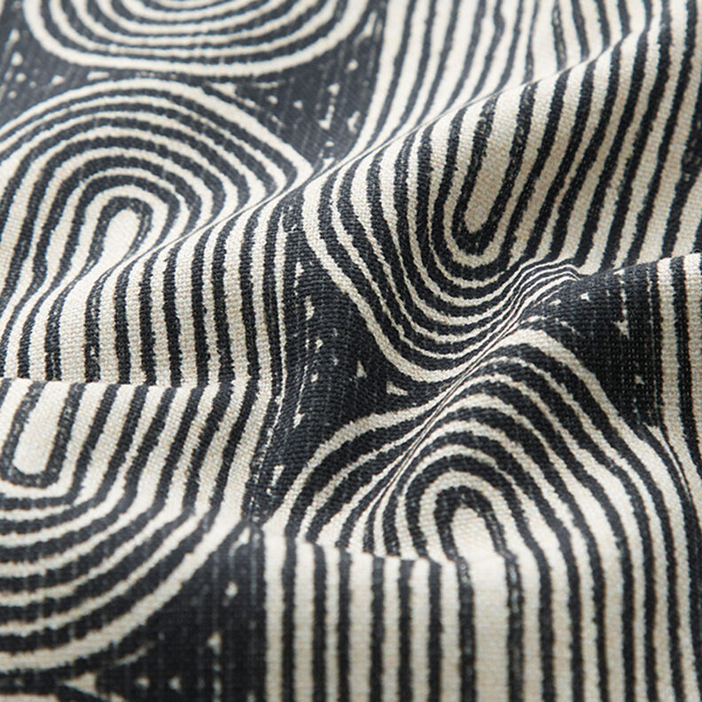 Tissu de décoration Semi-panama Arcs – noir/nature, image number 2