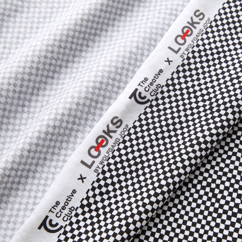 GOTS Jersey coton Mini-carreaux | TCC x LOOKS by Wolfgang Joop – noir/blanc,  image number 4