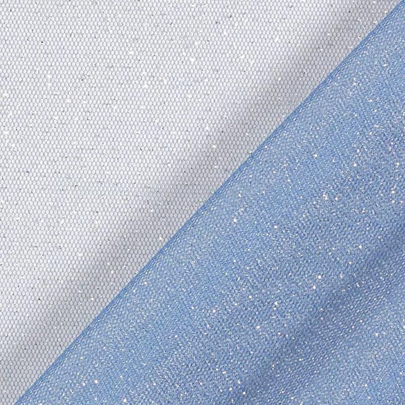 Tissu tulle scintillant – bleu jean/argent,  image number 4