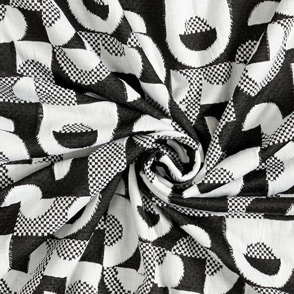 Jersey jacquard Motifs géométriques et carreaux – noir/blanc,  image number 3