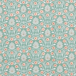 Coton enduit Rinceaux de feuilles délicats – eucalyptus/rosé, 