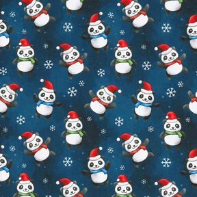 Jersey coton Panda dans l'esprit de Noël | Glitzerpüppi – bleu nuit/chili, 