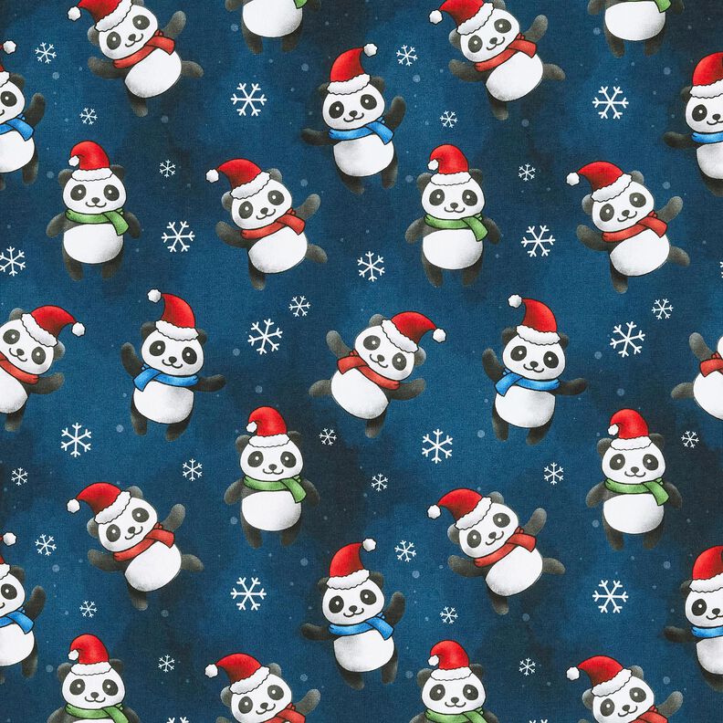 Jersey coton Panda dans l'esprit de Noël | Glitzerpüppi – bleu nuit/chili,  image number 1