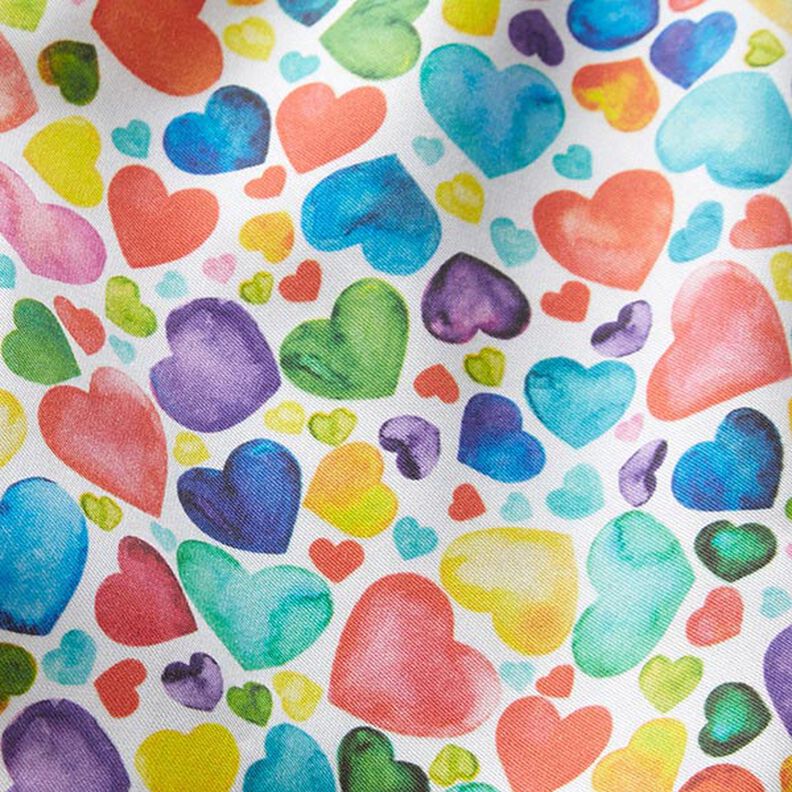 Satin de coton cœurs colorés,  image number 2