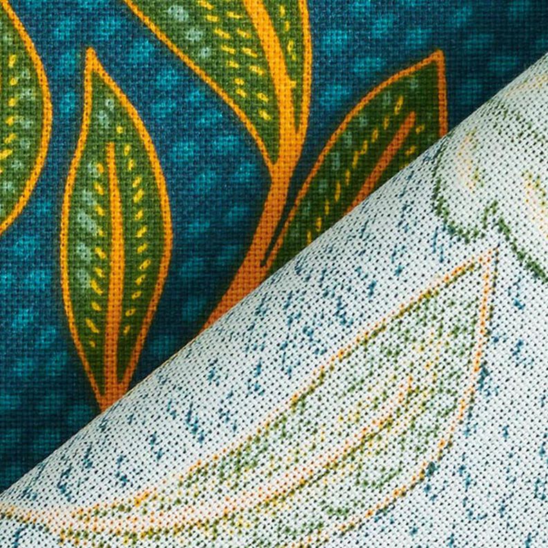 Tissu de décoration Semi-panama art de la feuille – bleu océan,  image number 4
