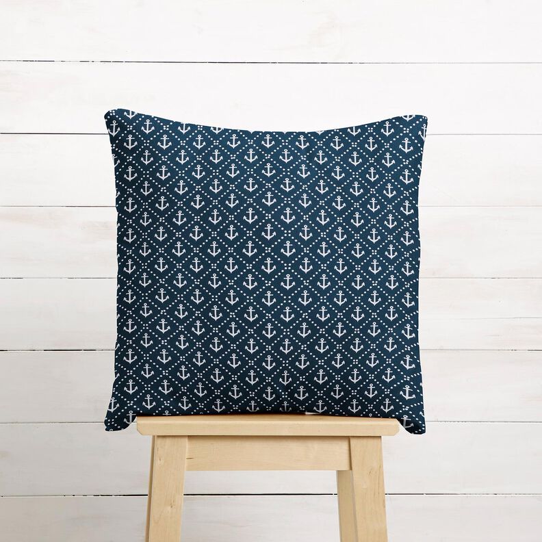 Tissu en coton Cretonne Ancre classique – bleu nuit/blanc, image number 5